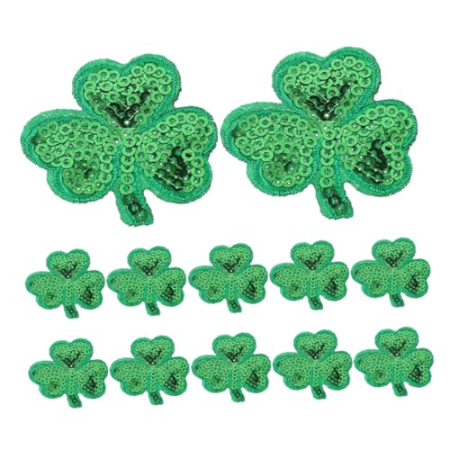 Operitacx 12st Kleeblatt-klebeband Flicken Zum Aufbügeln Für Mädchen St. Patricks Day Patches Stickereien Zum Aufbügeln Dekorative Eisenflecken Gestickte Aufnäher Polyesterfaden Green von Operitacx