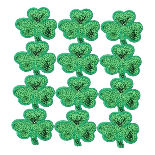 Operitacx 12st Kleeblatt-klebeband Kleidungszubehör Stickereiflicken Für Kleidung Flicken Zum Aufbügeln Für Mädchen St. Patricks Day Patches Gestickte Aufnäher Green Schmelzklebefolie von Operitacx