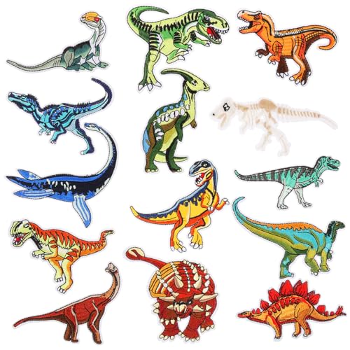 Operitacx 14St Patches aufnähen Dekorationen Dinosaurier Wandtattoo Pfote Flicken nähen Dinosaurierstoff wiedersehen stickerpappier Aufkleber Stickereiapplikationen Kleidungs-Patch-Ornamente von Operitacx