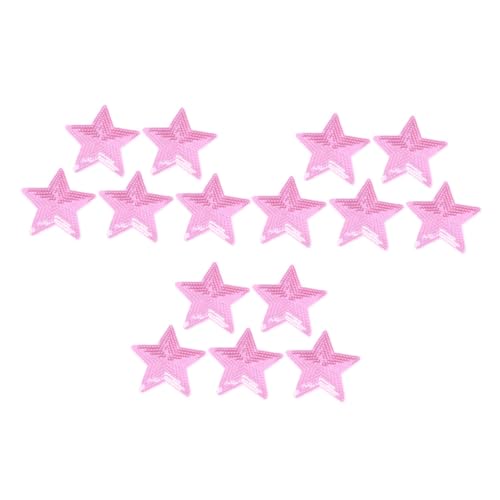 Operitacx 15 Stücke Fünf-Punkte-Sternpatch mit Pailletten Sterndekorative Patches gestickte Paillettenapplikation Dekorative Aufnäher Kleidung Verzierung Patches Star-Kleidungspatch Rosa von Operitacx