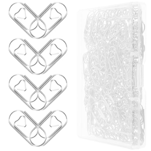 Operitacx 150 Stück Mini-Liebes-Büroklammern Dokumentenmappe weiße Büroklammern Clips Stichworte bookmarks scrapbooking zubehör Büroklammern kreativ einzigartige Büroklammern Metall Silver von Operitacx