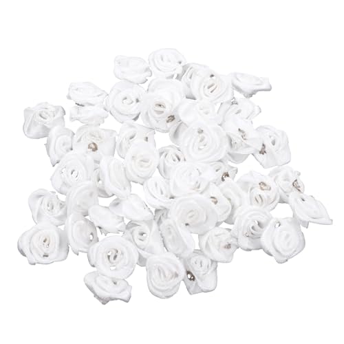 Operitacx 1Set Ribbon Rosebuds Simulierte Mini Rosen Haarclipblüten Dekore Kostümherstellung Blumencharm Simulierte Stoff Rosen DIY Accessoire Craft Versorgung Haare Charms Polyester 50Pcs von Operitacx