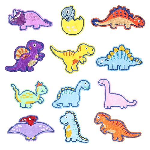 Operitacx Bügelflicken 2 Dinosaurier-aufkleber Zubehör Stickereiflicken Für Kleidung Bausatz Gestickte Aufnäher Kleidungsflicken Aufnäher Nähen Stickereiflecken Kleiderpatch Schuhanhänger Polyester von Operitacx