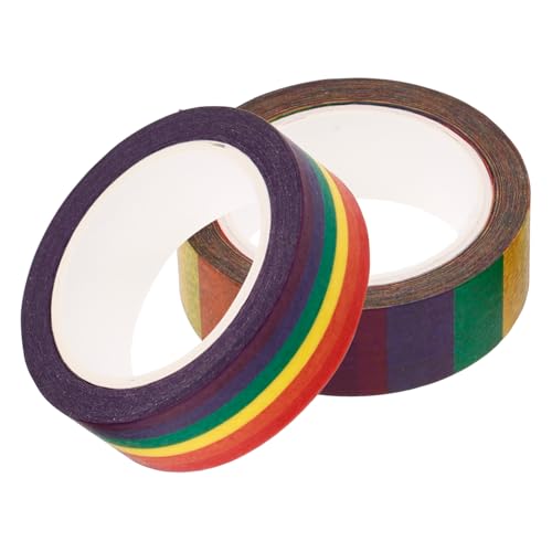 Operitacx 2 Rollen Regenbogen Klebeband Klebeband Aufkleber Druckband DIY Deko Bänder Scrapbook Klebeband Kawaii Washi Tape Sammelalbum Deko Bänder Ästhetisches Washi Tape von Operitacx