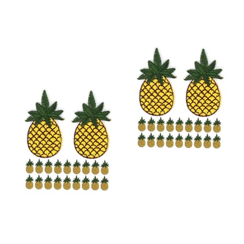 Operitacx 2 Sätze Ananas -stickerei Cartoon-ananas Waschbare Anti-scenen-handschuhe Patch Ananas Patch-frucht Tasche Bestickter Aufnäher Patches Für Rucksäcke Stickgarn 20 Stück * 2 von Operitacx