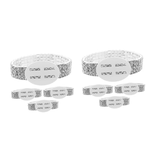 Operitacx 2 Sätze Blumenarmband Am Handgelenk Strassarmband Diy-zubehör Partydekoration Schmuck Corsagenarmbänder Fürs Handgelenk Hochzeitsblumen-armband Elastische Kordel Silver 4 Stück * 2 von Operitacx