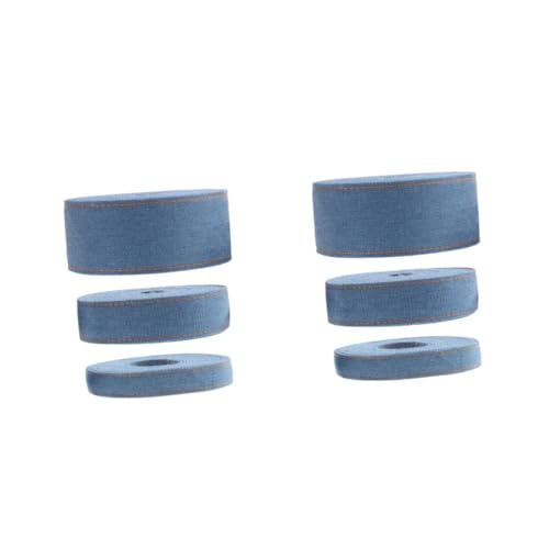 Operitacx 2 Sätze Denim-gurtband Ansteckblume Grünes Band Randbereich Binden Gold Seidenband Ribbon Dekoratives Paketband Diy -versorgung Denim Aus Polyester-baumwolle Blue 3 Stücke * 2 von Operitacx