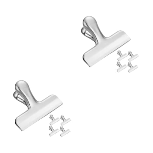 Operitacx 2 Sätze Edelstahlclip Binder Büroklammer Kaffeebeutel-clip Aktenklammern Große Bulldoggenklammern Lebensmittelklammern Aus Metall Dichtungsclip Silver Rostfreier Stahl 5 Stück * 2 von Operitacx