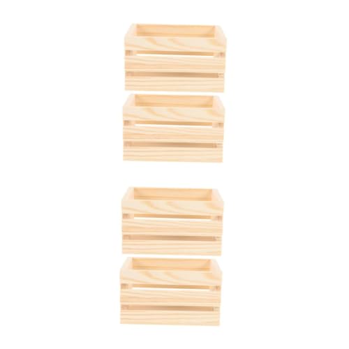 Operitacx 2 Sätze Mini-holzkorb Zubehör Für Puppenhausminiaturen Miniatur-milchkiste Aus Holz Holzkisten Zum Ausstellen Kleine Holzkisten Mini-obstkorb Kleiner Korb Beige 2 Stück * 2 von Operitacx