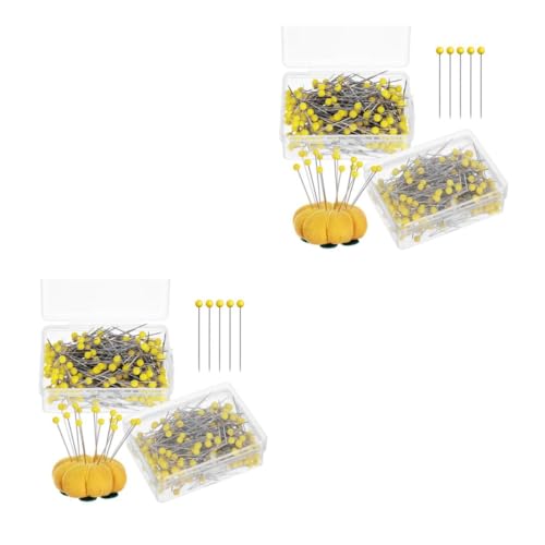 Operitacx 2 Sätze Perlennadel Mit Glaskopf Stecknadeln Mit Köpfen Schmuckkopfstifte Schmucknadeln Gerade Nadeln Zum Quilten Schneidernadel Yellow Umweltfreundliches Glas 500 Stück * 2 von Operitacx