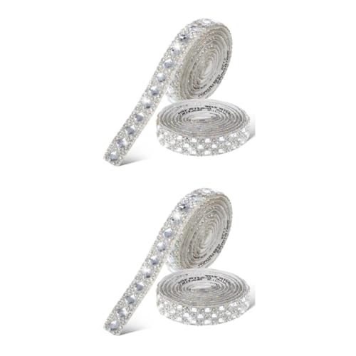 Operitacx 2 Sätze Strassband Einlagige Belüftungsöffnungen Strauß Girlande Hut Strass Bastelmaterial Rhinestone Dekoration Strassapplikation Strassgürtel Für Damen Glas Silver 2 Rollen * 2 von Operitacx