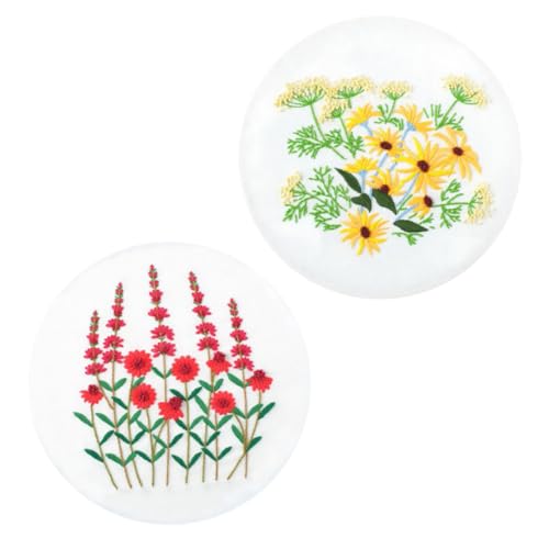 Operitacx 2 Satz Blumenstickset Für Anfänger Stickset Für Erwachsene Stanznadel-kits Nadelstickerei-kit Blumen-kit Handstickset Sticktuch Stanznadel-sticksets Stickerei-kits Stickformfaden von Operitacx