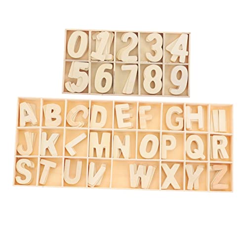 Operitacx 2 Sets Alphanumerische Holzspäne DIY Farbe Mini Zahlen Unvollendete DIY Zahlen DIY Handwerk Alphabet Mini Dekor Holziges Dekor Schlichtes Unlackiertes Alphabet DIY von Operitacx