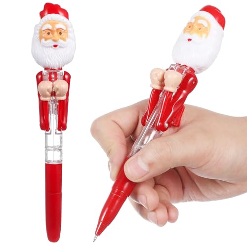 Operitacx 2 Stück Weihnachts-Led-Box-Stift Weihnachtsmann Leuchtende Kugelschreiber Neuartiger Leuchtender Rollstift Stress Angst Und Linderung Spielzeug Für Weihnachten Party Geschenk von Operitacx