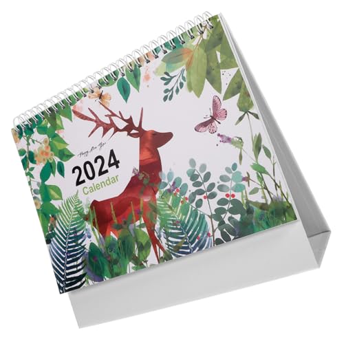 Operitacx 2024 Kalender 2023 Rehwild Bürodekoration Schloss-Notizblock-Kalender schreibtisch dekoration tischkalender Englischer Desktop-Kalender Ornament dekorative Kalenderverzierung von Operitacx