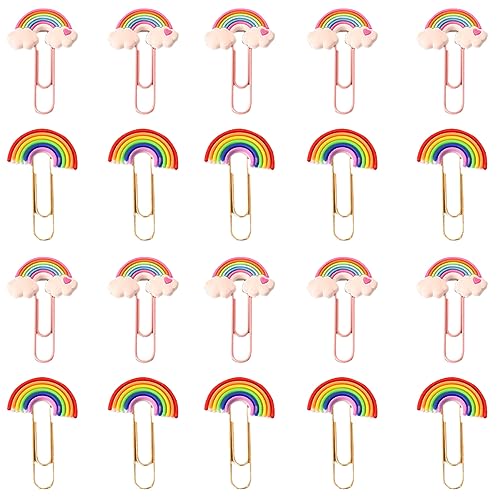 Operitacx 20St Regenbogen-Büroklammer goldene Büroklammern Wandclips Küchenklammern Splinte für Papierverschlüsse PVC Büroklammern DIY Büroklammern Buchleseclips Büroklammern markieren von Operitacx