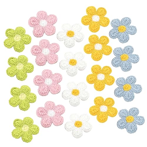 Operitacx 20st Stoffaufkleber Mit Fünf Blütenblättern Kleine Fellflecken Kleine Hutflecken Zarte Fellflecken Blumenbeete Selber Machen Hut-patch Abriebfeste Hutaufnäher Strickmütze Polyester von Operitacx