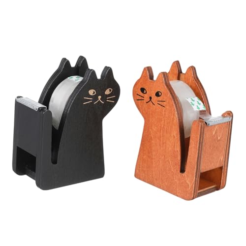 Operitacx 2er Set Niedliche Katzen Tape Dispenser Vintage Klebeband Halter + Adorable Tape Holder Für Büro Und Zuhause von Operitacx