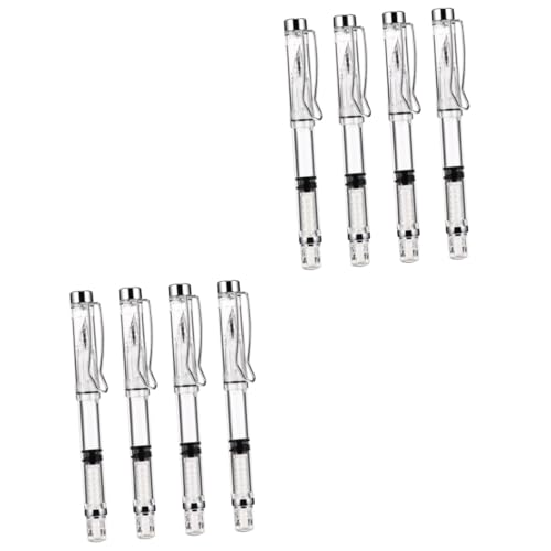 Operitacx 2sets Kolbenstift Schreibutensilien Schreibkladde Schreibwaren Schreiblehrgang Schreibzeug Füllfederhalter Nachfüllbarer Stift Stifte Fürs Büro Schüler Stifte Metall Weiß 4pcs*2 von Operitacx