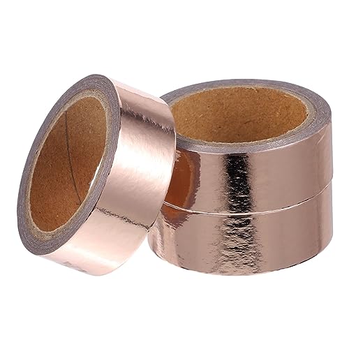 Operitacx 3 Rollen Goldfolienband Pastelle Goldband metallisch Strassverkleidung kassetten zierband selbstklebend Washi-Tape dekoratives klebeband selber machen Japanisches Papier Rose Gold von Operitacx