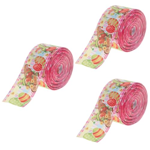 Operitacx 3 Rollen Osterband ostergeschenk verpackung ostergeschenkverpackung Geschenkband für Samtband Party Fleck bastelset Bastelbänder zum Einwickeln Ostern Stoffband Polyester von Operitacx