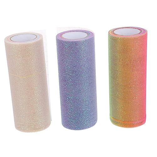 Operitacx 3 Rollen Rollen Amerikanische Maschenrollen Strasskette roter Tüll Spitzenband Stoffspule Tüll grüner Tüll volumen semmel gauze verbandmull glinet Geschenkverpackung Tüll Polyester von Operitacx