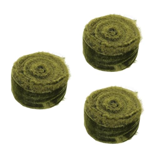 Operitacx 3 Rollen Von Hand zerrissenes Band mit rohen Kanten Blumenstrauß Band Festliche Dekoration DIY Bänder grünes Band zum Verpacken von Geschenken Geschenkbänder Die Seide Olive Green von Operitacx