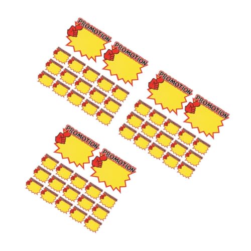 Operitacx 3 Sätze Etikett Nagelaufkleber Einzelhandelsverkauf Beschilderungsaufkleber Ladentafel Ladenaufkleber Einzelhandelsverkaufsaufkleber Gelb 230 G Weiße Karte 100 Stück * 3 von Operitacx