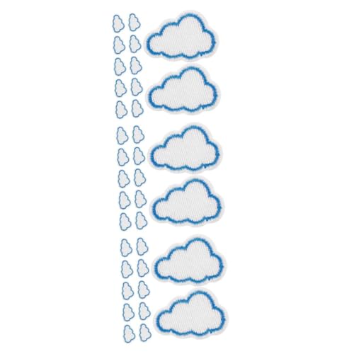 Operitacx 3 Sätze Gestickte Stoff Aufkleber Süße Aufnäher Wolkenapplikation Stickflicken Aufbügeln Wolkenförmige Patches Applikationen in Wolkenform Cloud-patch Stickgarn Blue 12 Stück * 3 von Operitacx