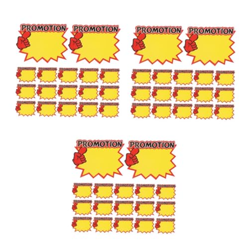 Operitacx 3 Sätze Preisschilder Etiketten Für Den Einzelhandel Etikettenaufkleber Nagelaufkleber Etiketten Ladenschilder Ladenaufkleber 230 G Weiße Karte Gelb 100 Stück * 3 von Operitacx