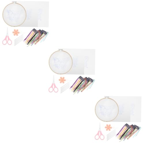 Operitacx 3 Sätze Schmetterling Kreuzstich Sticksets Für Anfänger Stickset Für Kinder Stickgarn-material Stichpaket Für Den Anfang Stickmaterial-set Stickkunst Stickerei-kits Polyester von Operitacx