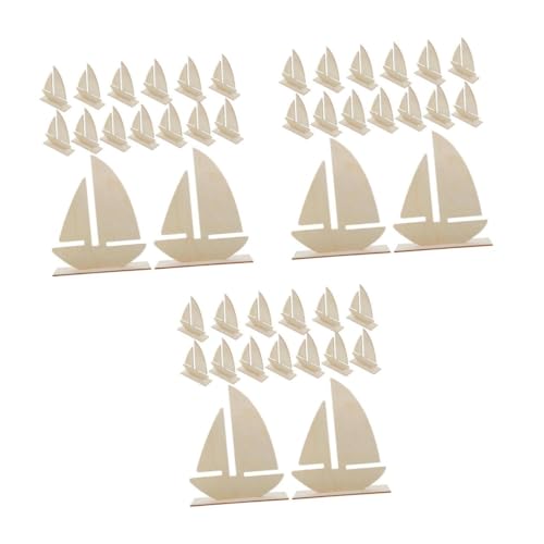 Operitacx 3 Sätze Segelboot-malschablone Deko-ideen Für Segelboote Unvollendete Meeresausschnitte Diy Bastelausschnitte Unfertige Hölzerne Ornamente Beige Holz 15 Stück * 3 von Operitacx