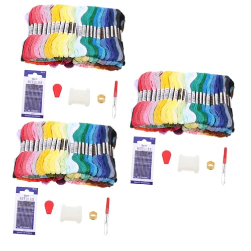 Operitacx 3 Sätze Stickgarn Freundschaftsarmband Kreuzstichpackungen Für Kinder Armband-set Stickzubehör Selber Machen Nadel- Und Fadenset Stanznadel-kits Stickwerkzeuge Stickerei Polyester von Operitacx