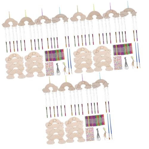 Operitacx 3 Sätze Windspiele Globen Dekoration Aufkleber Pavillon Led Künstlich Futterspender Spinner Bausatz Sonnenlicht Anhänger Glockenspiel Spiral- Solar- Drahtlos Lampe Holz von Operitacx