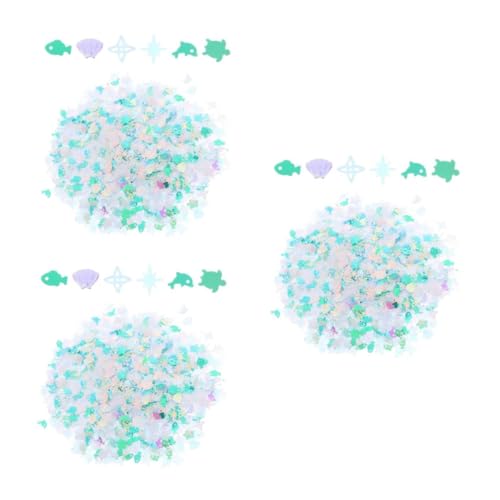 Operitacx 3 Stück 2 Unterwasser Serien Pailletten Muschel Zubehör Meeresstil Pailletten Füllanhänger Dekorative Pailletten Epoxid Bastelbedarf Pailletten Für Kleidung Epoxid von Operitacx