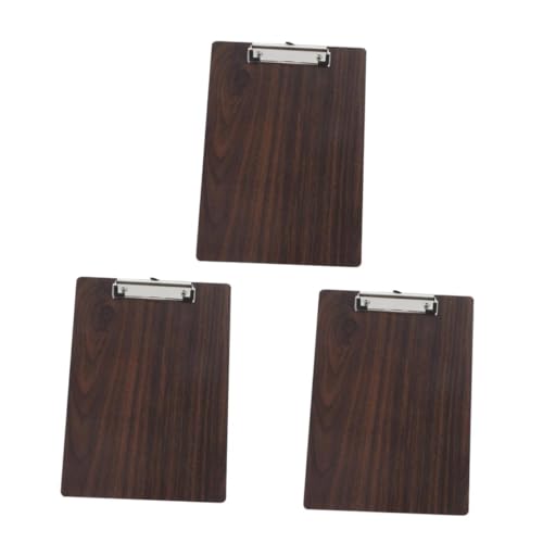 Operitacx 3 Stück Zwischenablage Holz Clipboard Zeichenbrett Clipbrett Multifunktionales Klemmbrett Holzklemmbrett Bastelbrett Zeichenzubehör Skizzenbrett Tafel Holz und Edelstahl Coffee von Operitacx