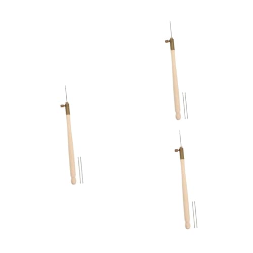 Operitacx 3 Teiliges Stick Und Häkelnadel Set Stickwerkzeuge Perlennadel Stickset Armbandherstellungsset Französische Trommelnadeln Tambour Hakennadeln Perlenhaken Beiges Holz von Operitacx