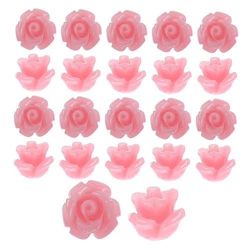 Operitacx 30St Blumenperlen Rosenperlen Edelstein Reize gemischte Perlen Armbänder bastelmaterial bastel materialien Blumenperle für die Schmuckherstellung Schmuck Abstandsperlen Harz Rosa von Operitacx