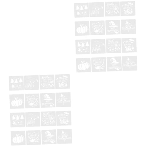 Operitacx 32 Stk Halloween-zeichnungsvorlage Halloween-malschablone Ausgehöhlte Druckschablone Tragbare Zeichenschablone Ausgehöhlte Malschablonen Tragbare Malschablone Das Haustier Weiß von Operitacx