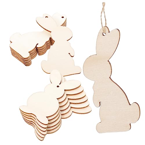 Operitacx 36St Kaninchen-Holz-Chip-Anhänger Miniatur ausgeschnitten lustig holzarbeiten selber machen holzfiguren Holzdeko woodwork holzscheiben Hasenscheibe aus Holz Holzausschnitte Khaki von Operitacx