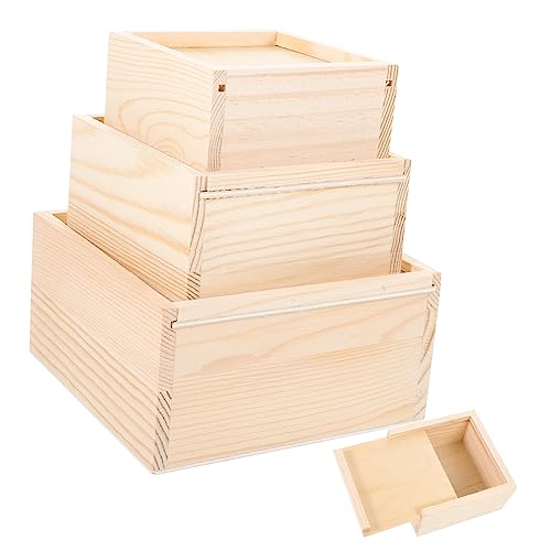 Operitacx 3Er-Box Schublade aus Holz Tischdekoration Dekorative mit Deckel schmuckkästchen storage boxes Zigarrenkisten leer aus Holz Holzkisten mit Schiebedeckel von Operitacx