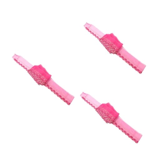 Operitacx 3St Accessoires aus Mesh-Spitze dekoration Spitzenstoff Meterware Spitzenapplikationen als Verzierung Geschenkverpackungsband Puppen-Nähprojekt rosiges Spitzenband Polyester Rosy von Operitacx