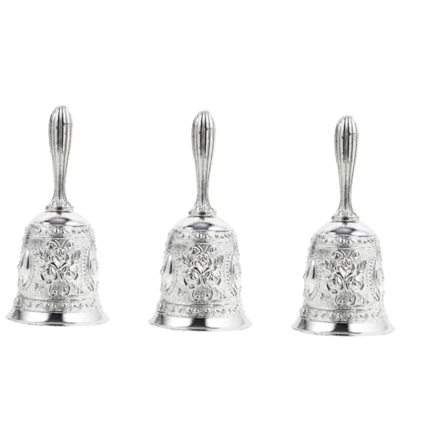 Operitacx 3St Türklingeln drahtlos schnurlos Bärenglocke klingelnde Glocke kleine Glocken Kuhglocke handglocke rezeptionsklingel Vintage Hoteltellerglocke Schulglocke Rufglocke Metall Silver von Operitacx