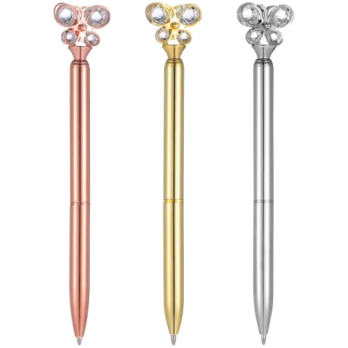 Operitacx Metall-kristall-kugelschreiber-set 3-teilig in Roségold Silber Golden für Schüler Jungen und Mädchen Schreibstift für Die Schule von Operitacx