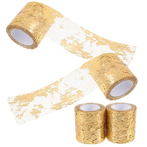 Operitacx 4 Rollen Netzband Kranzdekoration Tüll Stoff Tüll Selber Basteln Blumendekorationen Poly-mesh-band Goldener Mesh-tüll Tischläufer Stoff Goldband Für Schleife Gittergewebe Polyester von Operitacx