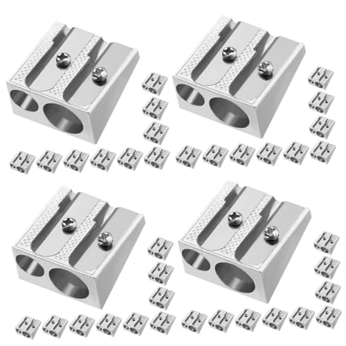 Operitacx 4 Sätze Bleistiftspitzer Mit Doppelloch Elektrischer Schärfer Bleistiftspitzer in Der Hand Bleistiftanspitzer Für Schulhandbuch Vintage Bleistiftspitzer Silver 10 Stück * 4 von Operitacx