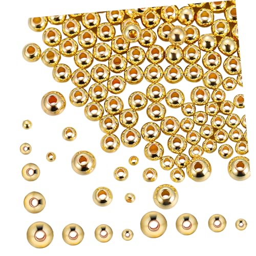 Operitacx 4 Sätze Farbkonservierende Perlen Metallperlen Set Zur Herstellung Von Armbändern Armbandabstandshalter Abstandshalter Für Schmuck Goldperle Kreisperlen Kupfer Golden 400 Stück * 4 von Operitacx