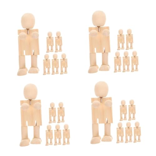 Operitacx 4 Sätze Holzroboterpuppe Roboterspielzeug Aus Holz Holzroboter-dekoration Naturkörper Gelenk Roboterfiguren Aus Holz Holzmenschen Formen Figuren Holzfigur Beige 6 Stück * 4 von Operitacx