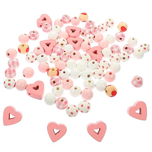 Operitacx 4 Sätze Perlen Für Diy-schmuck Perlenbuchstaben Reize Loch Für Valentinstag Valentinsgeschenk Weihnachtsdeko Dekorative Perlen Romantische Holzperlen Rosa 190 Stück * 4 von Operitacx