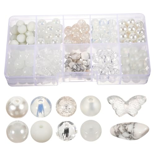 Operitacx 4 Sätze Perlenmaterial-kit Für Armbänder Bastelsets Perlen-Kits Kleine Perlen Bausätze Bastelzeug Glasperlen Perlenbox Lose Perlen Für Girlanden Perlen-anhänger Weiß 200 Stück * 4 von Operitacx